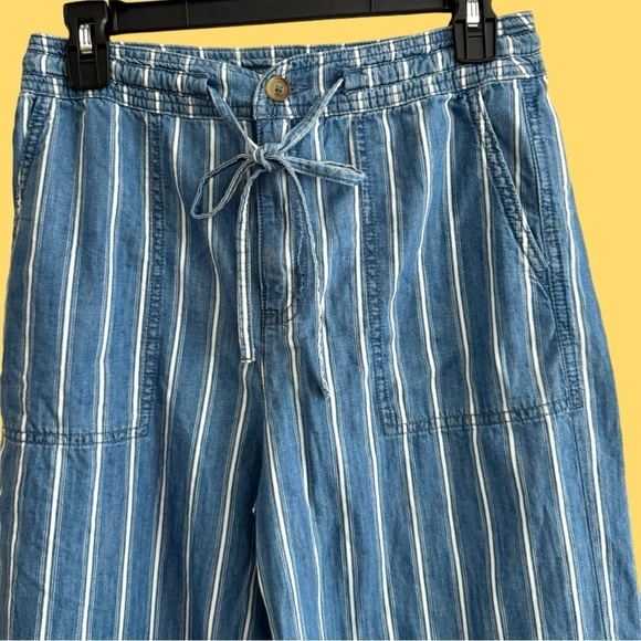 American Eagle Wide Leg Striped Pants with Elastic Tie Waist Size 2 - Picture 5 of 9